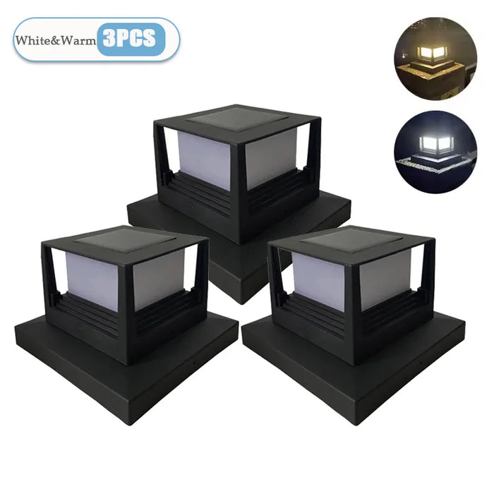 LED Solar Pillar Light Waterproof Solar Lights Outdoor Column Patio Fence Light Garden Sunlight for Courtyard Pathway Decor Lamp