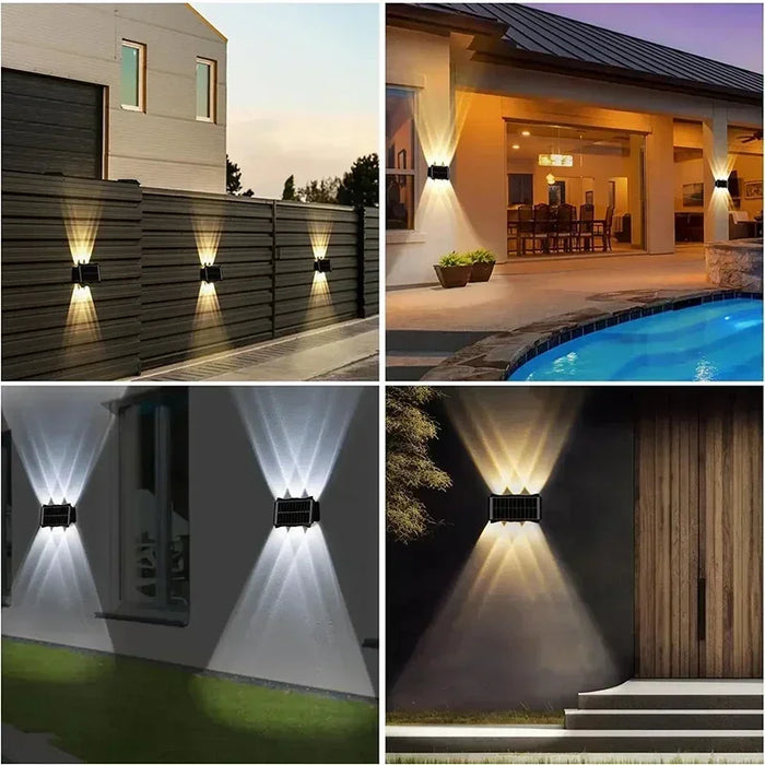 Solar Lights for Outside Solar Fence Lights Outdoor Waterproof LED Up and Down Solar Wall Lamp Porch Decor Garage Yard Garde