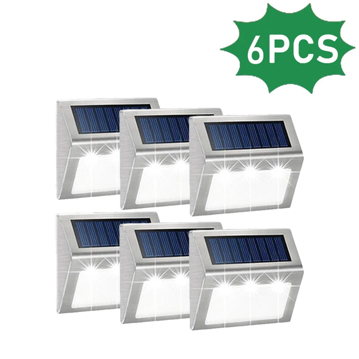 Solar Powered Deck Lights Waterproof Light Stainless Steel Security Wall Lamps for Step Walkway Patio Garden Pathway