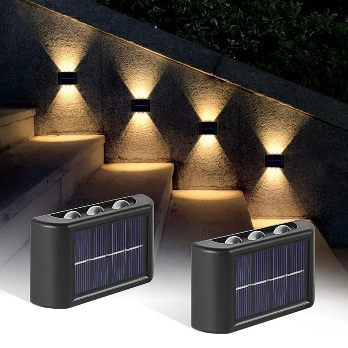 Solar Fence Lights Up and Down, Solar Powered LED Sconce Waterproof Outdoor Wall Lights for House Deck Steps Patio Garden Porch