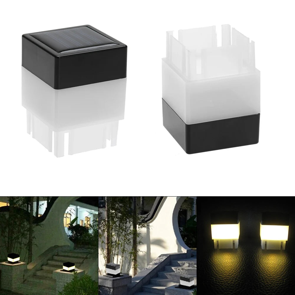 LED Solar Column Head Light Solar Powered Pillar Lamp Outdoor Fence Gate Post Lamp for Courtyard Landscape Garden Decor