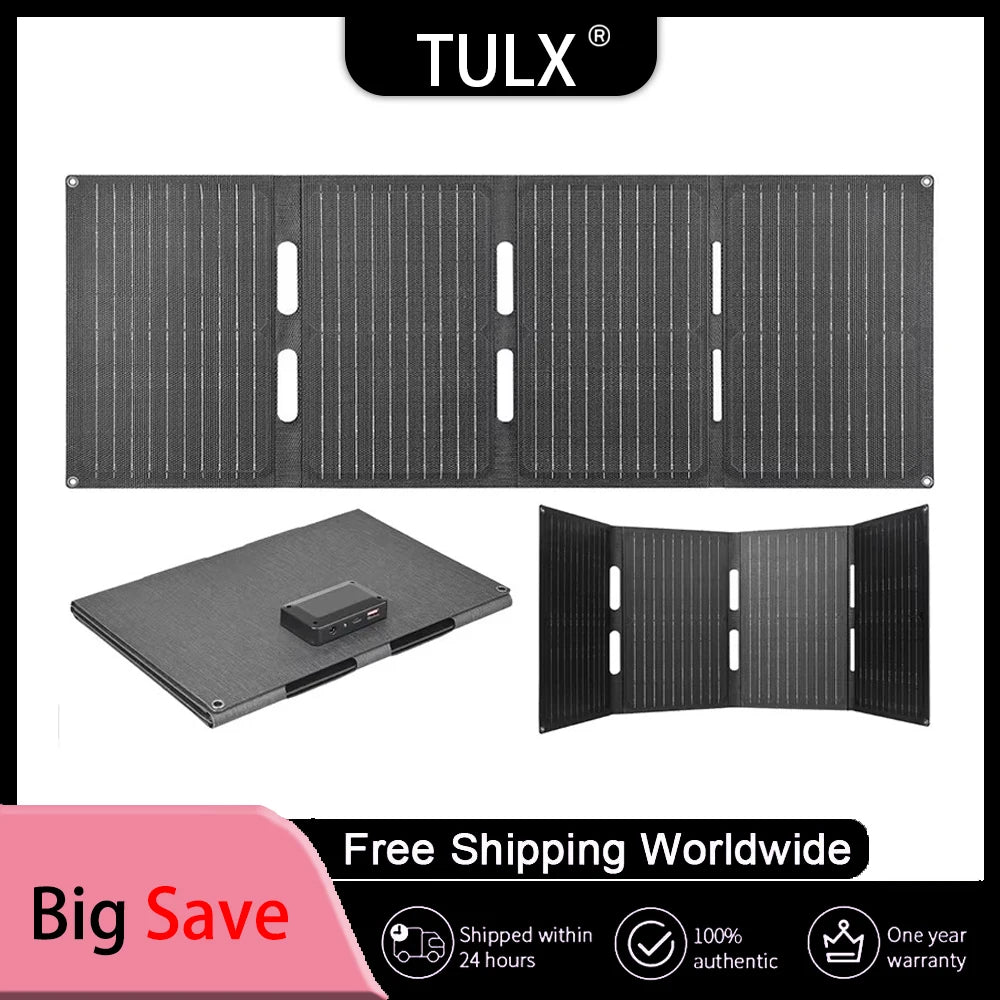 Folding Solar Panel 80W IP65 Waterproof Foldable Solar Charger Portable Solar Panel Charger Outdoor Phone Power Bank for Phone