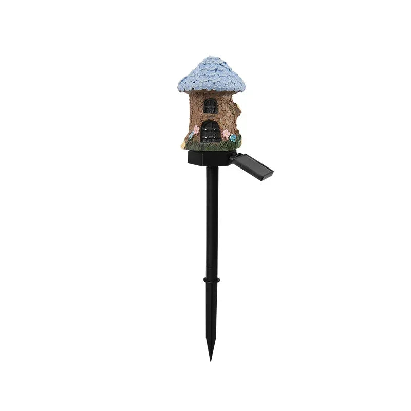 Solar Lawn Light Resin Craft Miniature Fairy Mushroom House Solar Powered Garden Yard Outdoor Decor Lamps Christmas Lamp