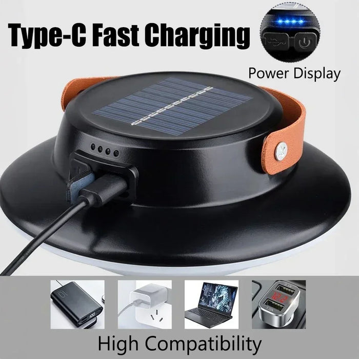 Solar LED Camping Light USB Rechargeable IP65 Lamp Outdoor Tent Hanging 4lighting Mode Lanterns Emergency Home Repair Work Light