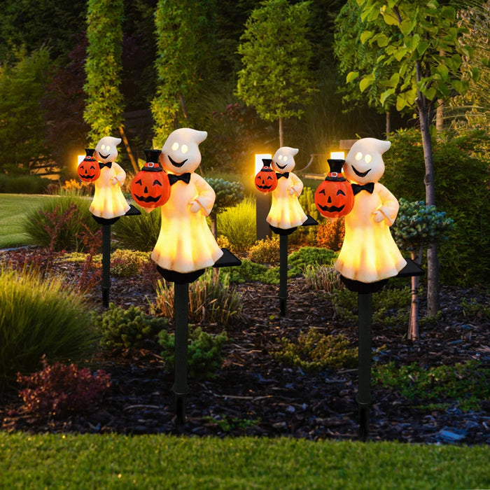 Outdoor Halloween Ghosts Pathway Light Waterproof Solar Pumpkin Stake Light for Christmas Halloween Party Decoration Night Light