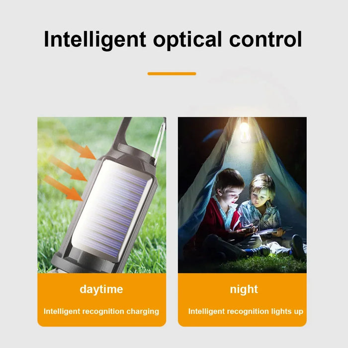 Solar Powered LED Camping Lamp USB Charging LED Lighting Lantern Waterproof Portable Handheld Lamp 100LM for Outdoor BBQ Camping