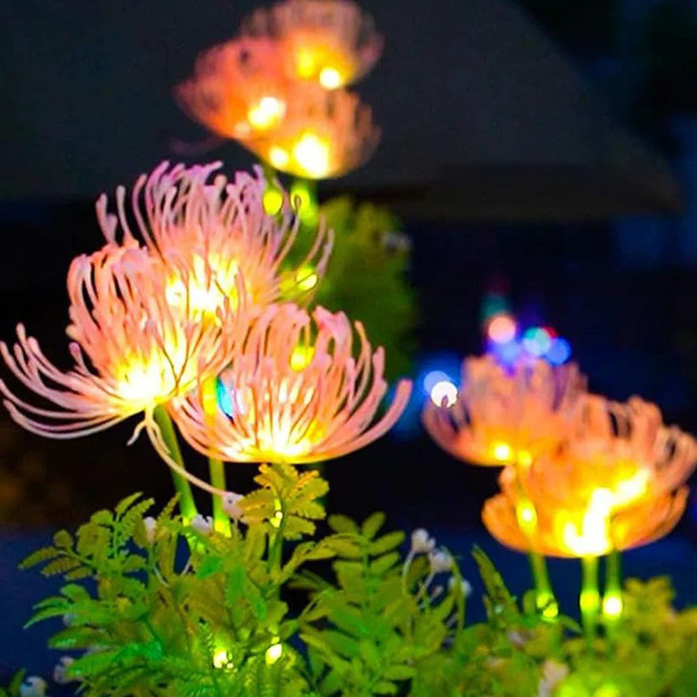 2pcs Solar Garden Lights,  Solar Flowers Lights with Glowing Flowers & Stems Solar Panel Landscape Light LED Solar Stake Lights