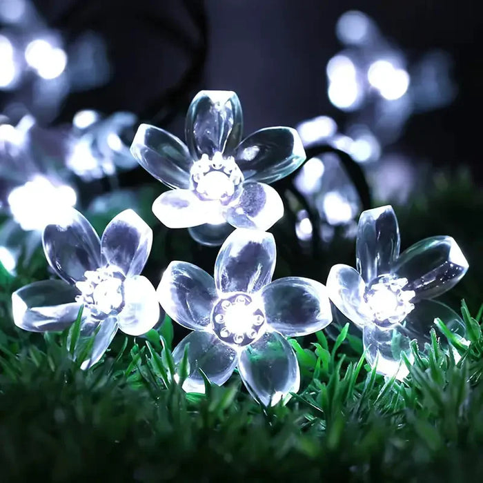 2025 Solar Flower String Lights 200LEDS Waterproof Solar Powered Fairy Lights 8 Modes Decorative Lights for Patio Fence Wedding