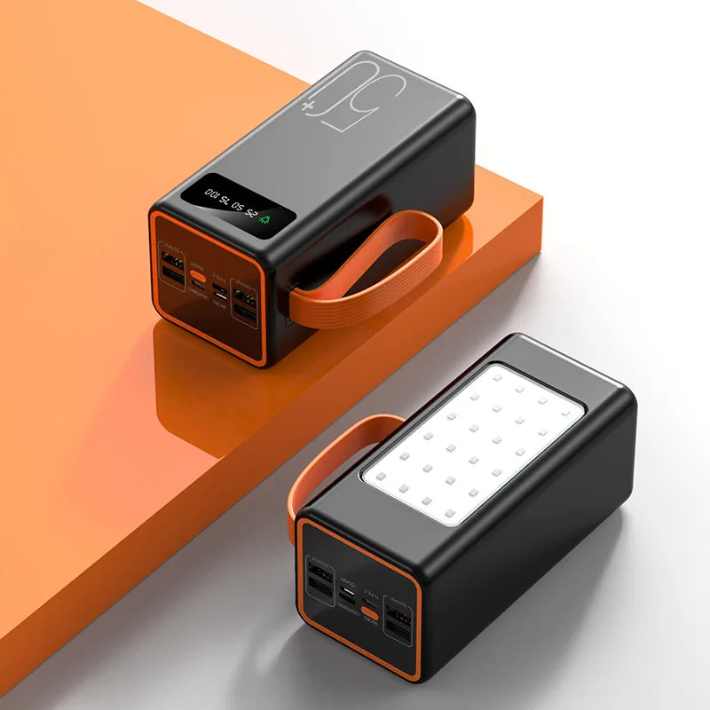90000mAh Large Capacity Portable Power Bank with Solar or Camping Light Function Fast Charging External Backup Battery
