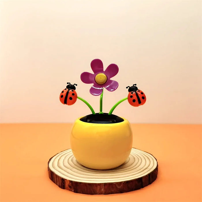 Solar Toys Cute Flower Butterfly Bee Swinging Doll Solar Car Ornament Creative Cartoon Flower Solar Desktop Ornament Decoration