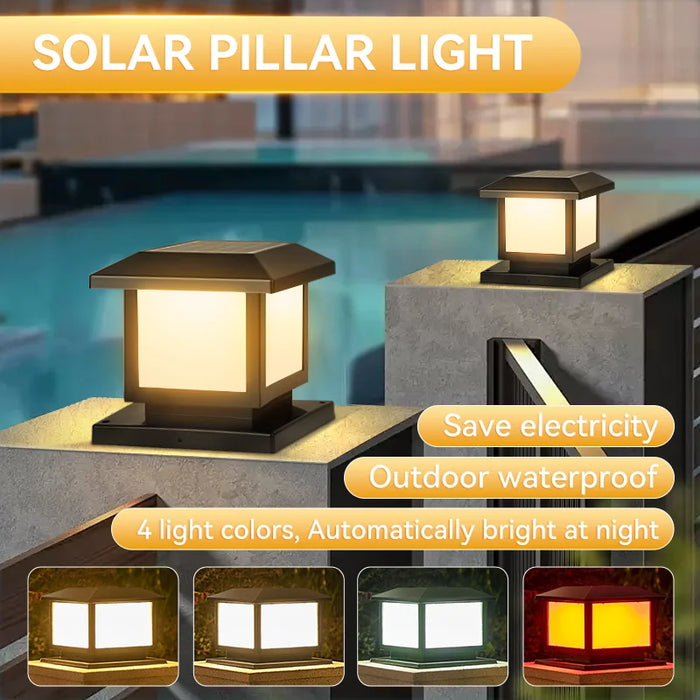 Outdoor Solar Pillar Lamp Garden Decor Sunlight Wall Lamp Street Landscape Lighting Pathway Gate Remote Control LED Solar Lights