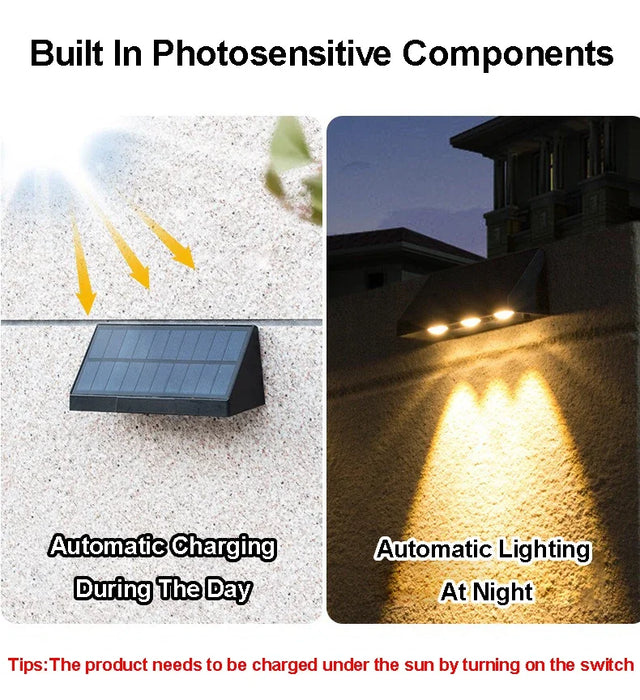 Solar Wall Light Outdoor LED Lamp Waterproof 1/2/3/4LED Beads Solar Powered for Porch Balcony Countyard Wall Fence Decortions