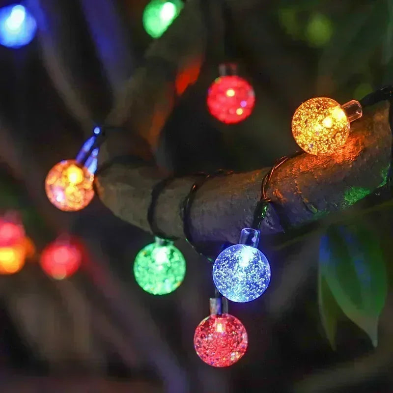 Solar Light String Festoon LED Bubble Ball Outdoor Fairy Solar Garland Lamp Wedding Party Holiday Balcony Christmas Decoration