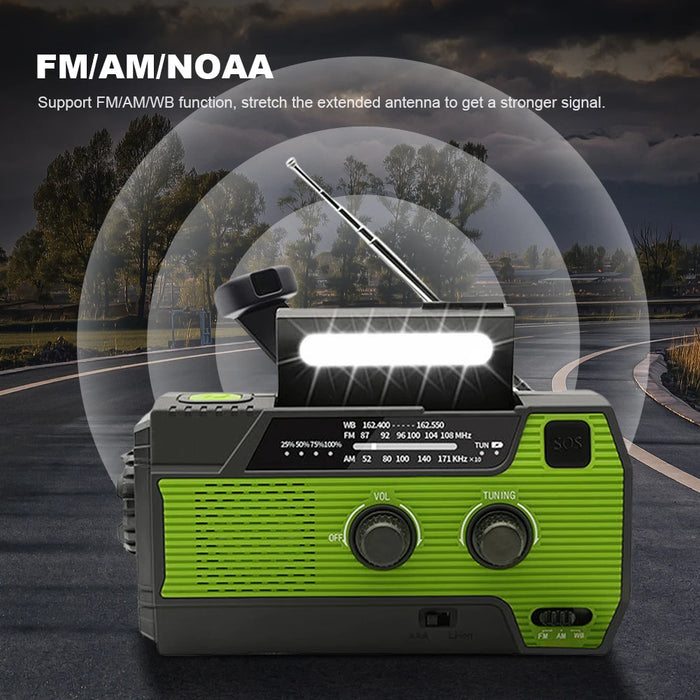 Emergency Hand Crank Radio Solar Powered Radio with Flashlight Reading Lamp SOS Alarm AM/FM/WB/NOAA Weather Radio Portable Radio