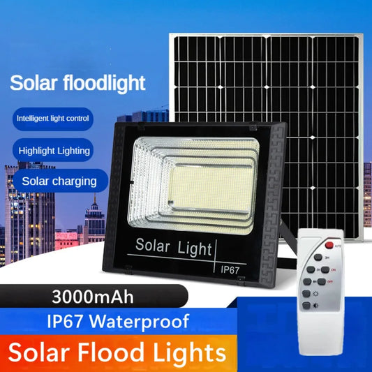 Solar Flood Lights 50W 100W 200W 300W 500W Outdoor Remote Control IP67 Waterproof Solar Power Wall Lamp Street Garden Decoration