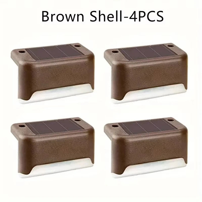 4PCS Solar Deck Light Outdoor IP65 Waterproof Solar Power Garden Lamps for Railing Stairs Step Fence Yard Patio Pathway