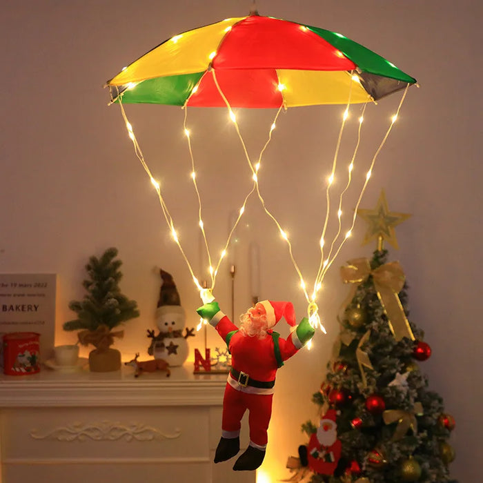 Parachute Santa Claus Christmas Yard Eaves Hanging Decorative Lights Leather String Lights Christmas Skydiving Light String