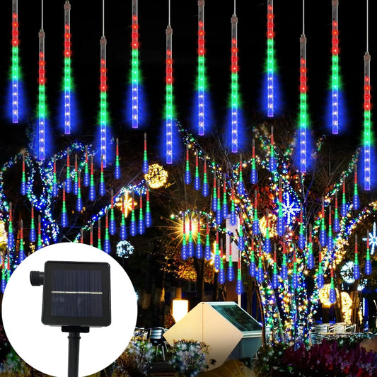 LED Meteor Shower String Light Christmas Wedding Party Solar Garland Lamp Summer Garden Decoration Festoon Solar Outdoor Lights