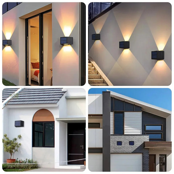 Solar LED Wall Lights IP65 Waterproof Dusk To Dawn Up and Down Solar Light Outdoor Wall Light for Outside Fence Porch Deck Patio