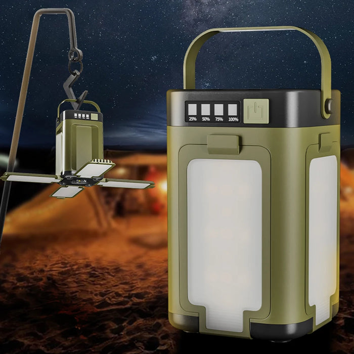 Solar Foldable Camping Light Rechargeable Lantern Power Bank Solar Camping Lantern Portable Flashlight LED Tent Light