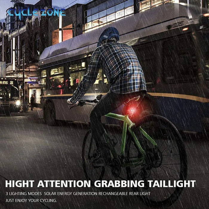 Solar Bicycle Tail Light Cycling Safety Solar Power Energy Bike Rear Lamp Night Riding Safety Warning Taillight MTB Accessories
