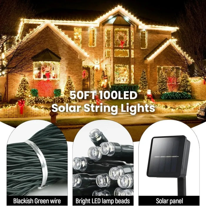 Outdoor Solar String Lights LED Garland Fairy Light Solar Powered Garden Decor Light for Patio Yard Tree Wedding Christmas Party