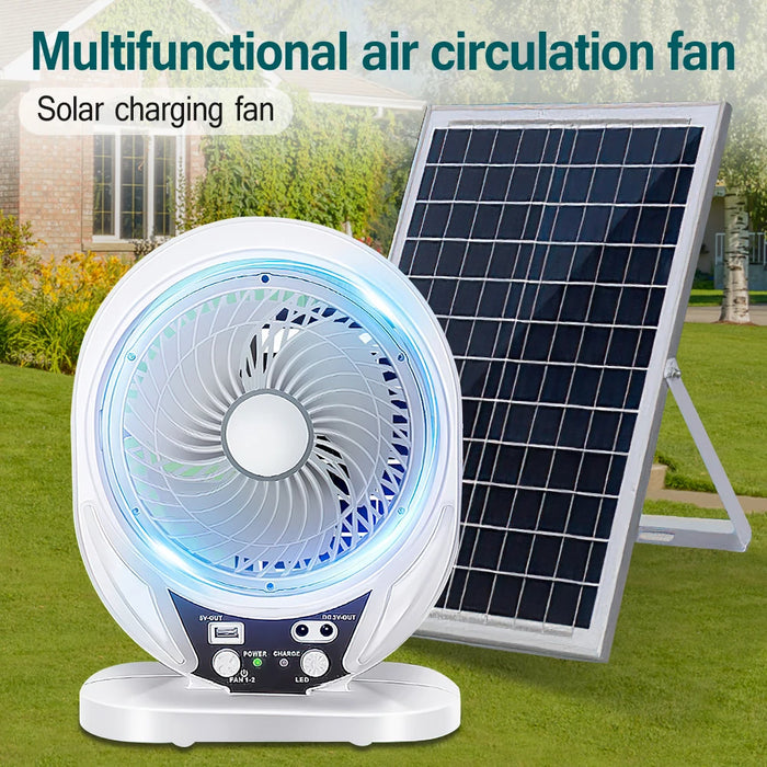 Solar Fan light Solar Powered AC DC Rechargeable Solar Fan with Solar Panel and LED Bulb light for Outdoor  LED Camping Lights