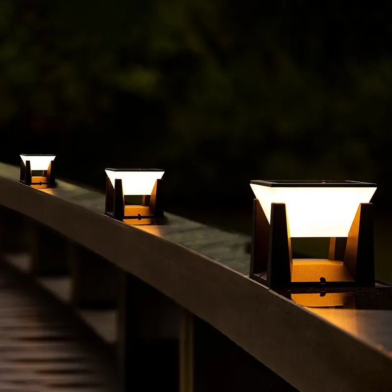 Solar Pillar Lights for Fence Garden Waterproof Landscape Column Lighting Modern LED Solar Cap Lamp for Flat Surfaces Lighting