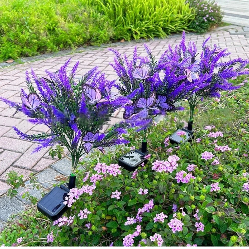 Solar Garden Flower Lights Outdoor Fabric Daisy Lavender Flowering Vine‌ LED Landscape Decorating for Yard Patio Flowerpot