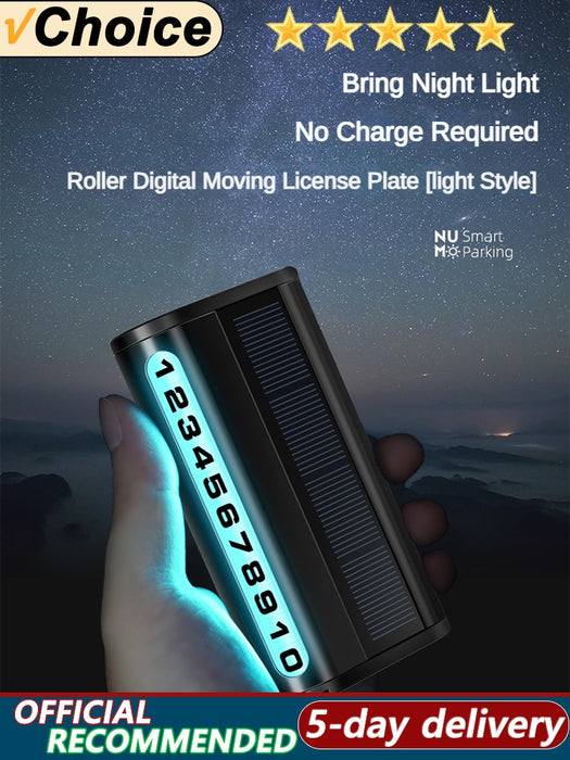 Solar Charging Car Parking Number Plate Luminous Auto Parking Card Temporary Stop Phone Number Card for Car Decoration Accessory