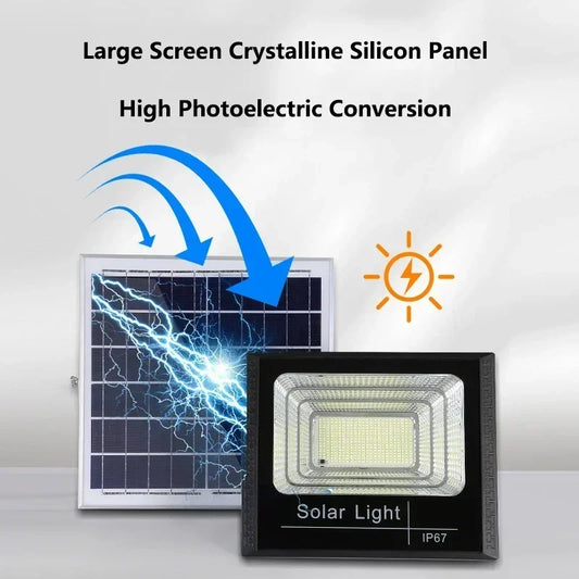 Solar Flood Lights Remote Control 50-400W Solar Powered Spotlight Outdoor Waterproof IP67 Villa Street Lighting Adjustable Angle