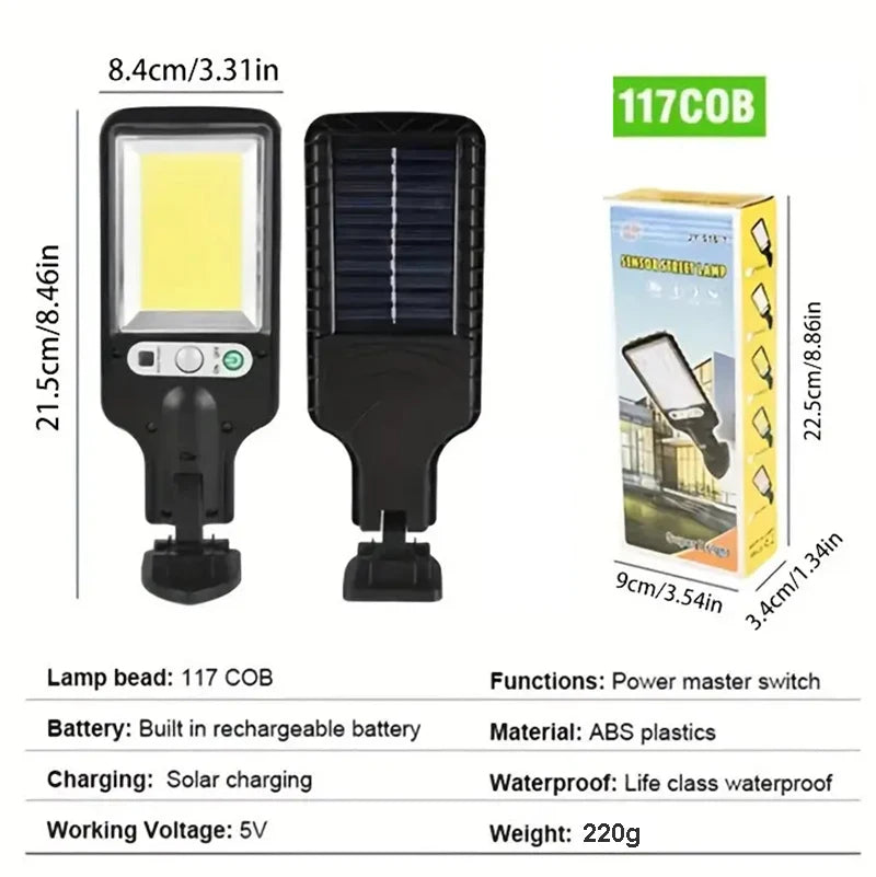 Outdoor Solar Street Light 117COB Human Body Sensing Courtyard Light Wall Light Waterproof Courtyard Garden Household Lighting
