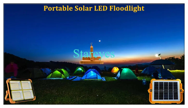 Portable Solar LED Floodlight Rechargeable Flood light Outdoor Photovoltaic panel emergency flashlight torch IP66 Waterproof