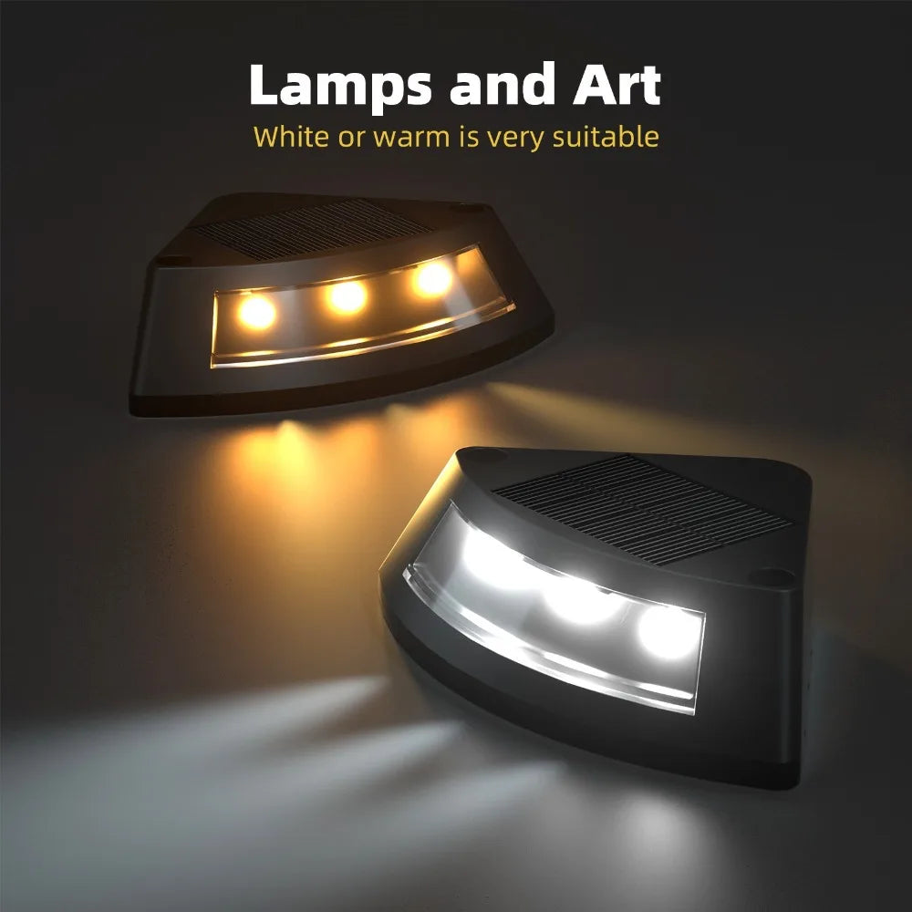 4pcs Waterproof Solar Step Lights Auto Switch Easy To Use Stair Lighting Solar Powered Warm /White Light Garden Walkway Light