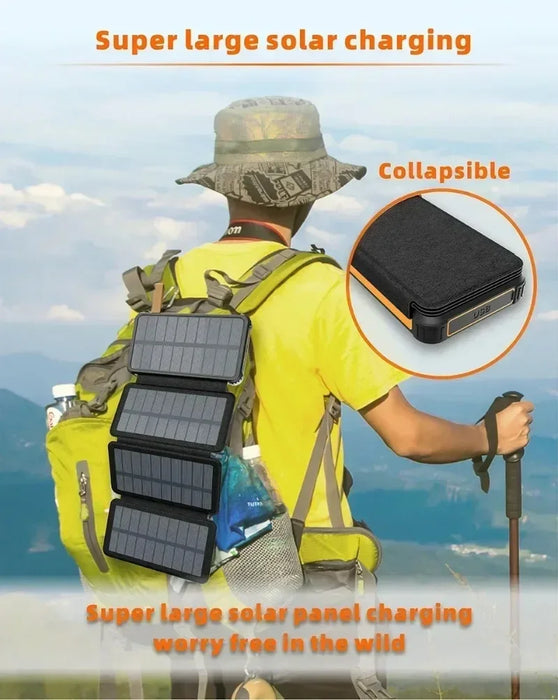 Solar Power Bank Waterproof Outdoor Camping Portable Folding Solar Panels 5V 2A USB Output Sun Power For Phone Real capacity