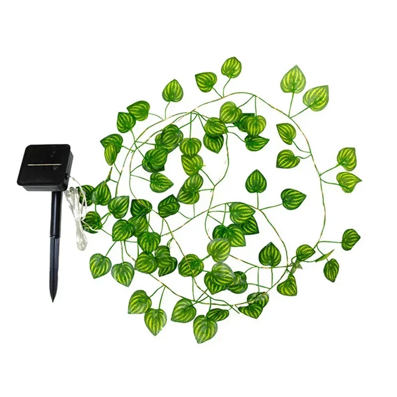 Solar Artificial Leaf LED String Lights Sunflower Maple Leaf Watermelon leaf Outdoor Light Up Garden Parterre Beach Decoration