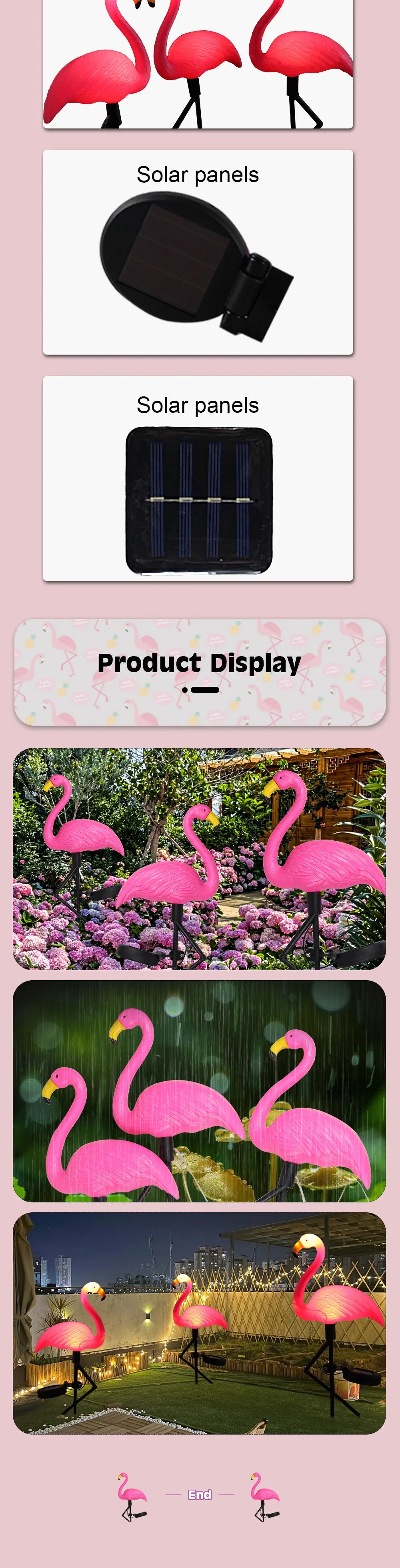 Solar Flamingo Light Outdoor Courtyard Decoration Garden Decor Stake Lights Waterproof LED Patio Walkway Light Lawn Lamp
