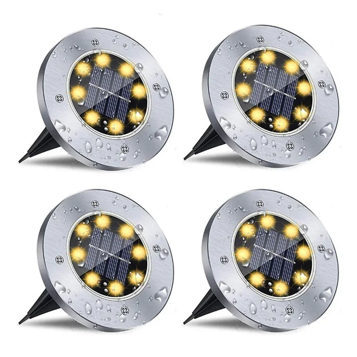 4 Pcs 8LED Solar Power Disk Light Outdoor Garden Solar Underground Light Deck Light Spotlight Buried Solar Led Lamp