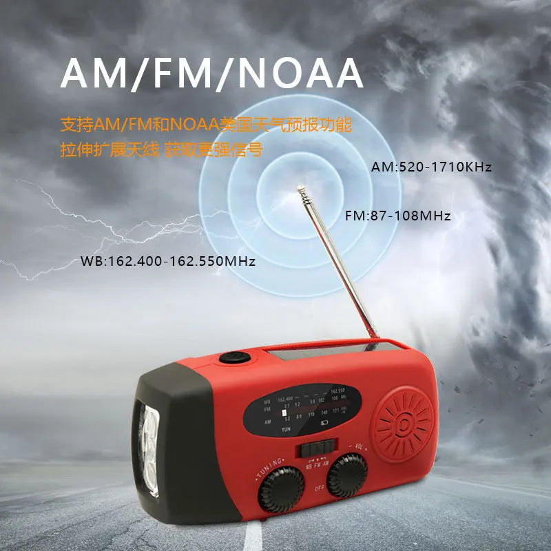 AM/FM/NOAA Emergency Weather Radio Hand Crank Solar Weather Radio Portable Power Bank with Solar Charging Battery
