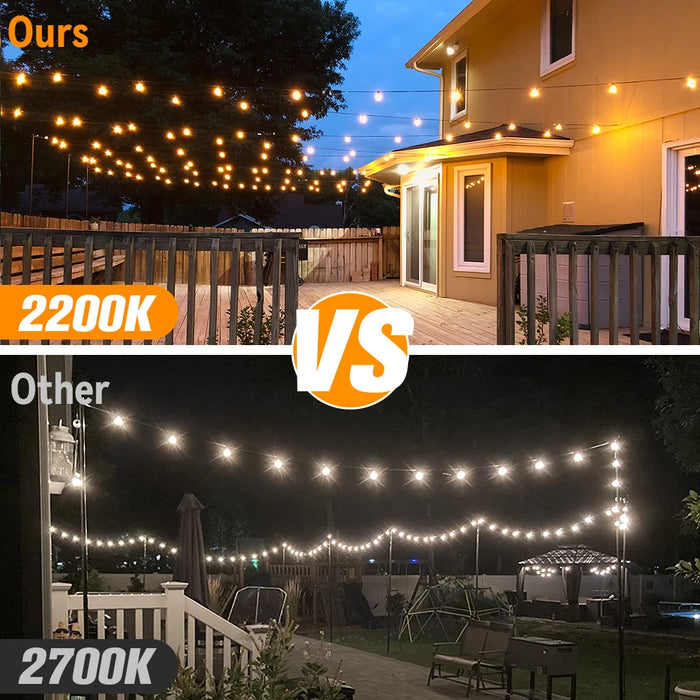 Solar String Lights Outdoor G40 Patio Lights Solar Powered Fairy Lights With Remote Weatherproof Hanging Lights For Holiday Back