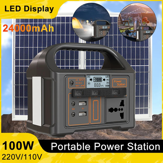 110V/220V Solar Power Station 100W Portable Power Generator Outdoor Camping Power Bank Portable Outdoor Generator Power Bank