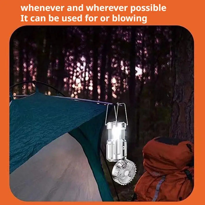 Solar Portable Camping Lantern with Electric Fan 1500mAh LED Solar Power Rechargeable Hanging Tent Lamp for Outdoor Emergency