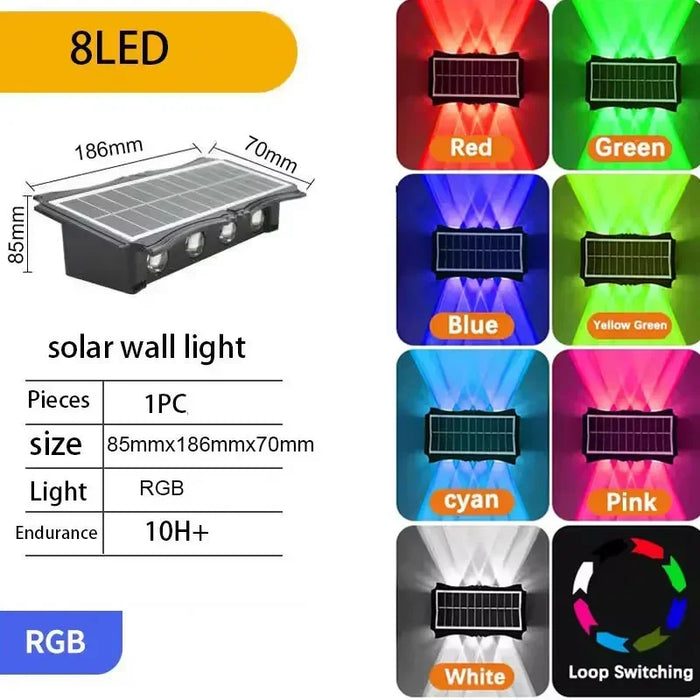 Solar Wall Lamp Outdoor Waterproof Solar Powered Light UP and Down Illuminate Home Garden Yard Decoration Outside Sunlights