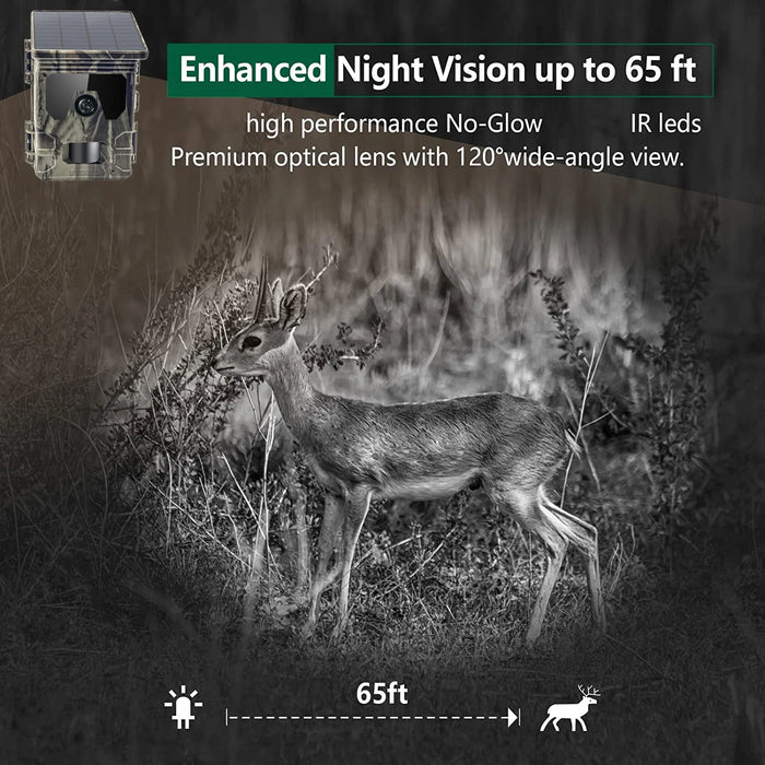 30MP 2K Solar Panel Hunting Camera Infrared Night Vision Monitoring Wildlife Trap Trail Camera Video Photo Recorder Cam