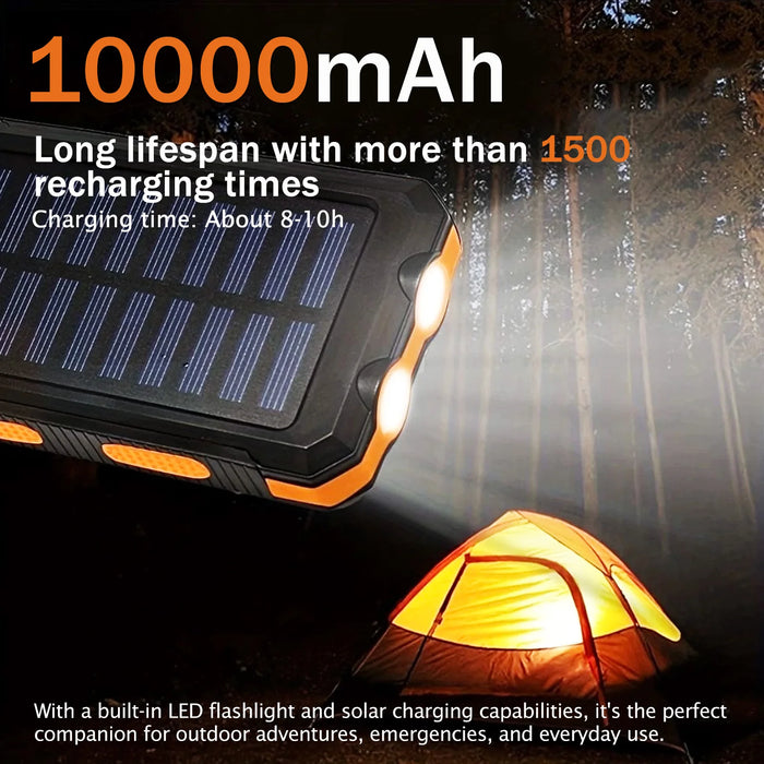 20000mAh Solar Charger for Cell Phone Portable Solar Power Bank Dual 5V USB Ports 2 LED Light Flashlight for Outdoor Camping Hik