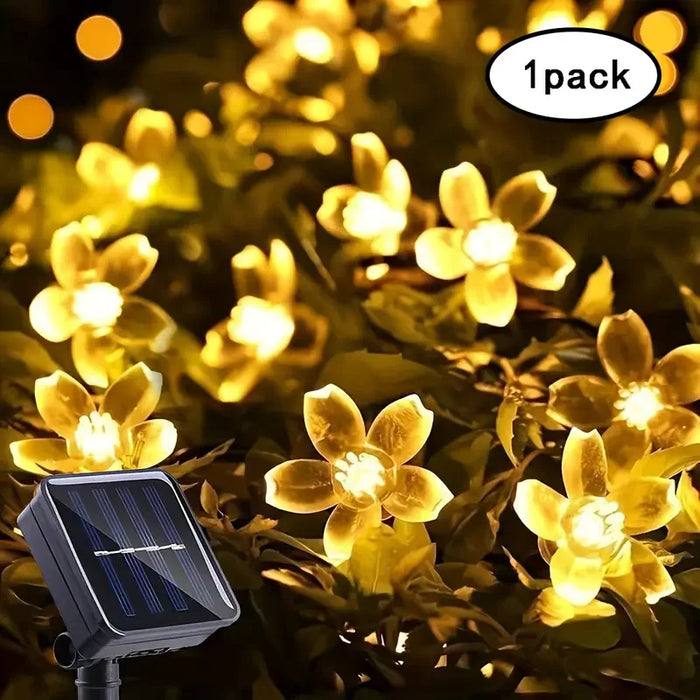 2025 Solar Flower String Lights 200LEDS Waterproof Solar Powered Fairy Lights 8 Modes Decorative Lights for Patio Fence Wedding