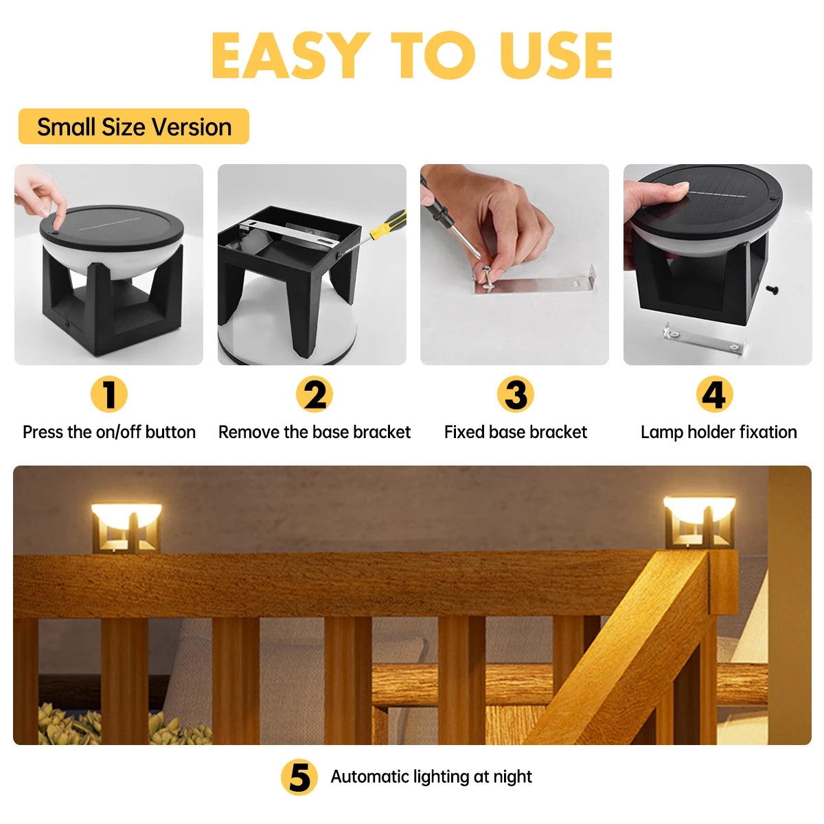 Solar Post Lights Outdoor Pillar Light Waterproof Modern Column Lamp LED Lantern Solar Powered Landscape Lighting For Patio Yard