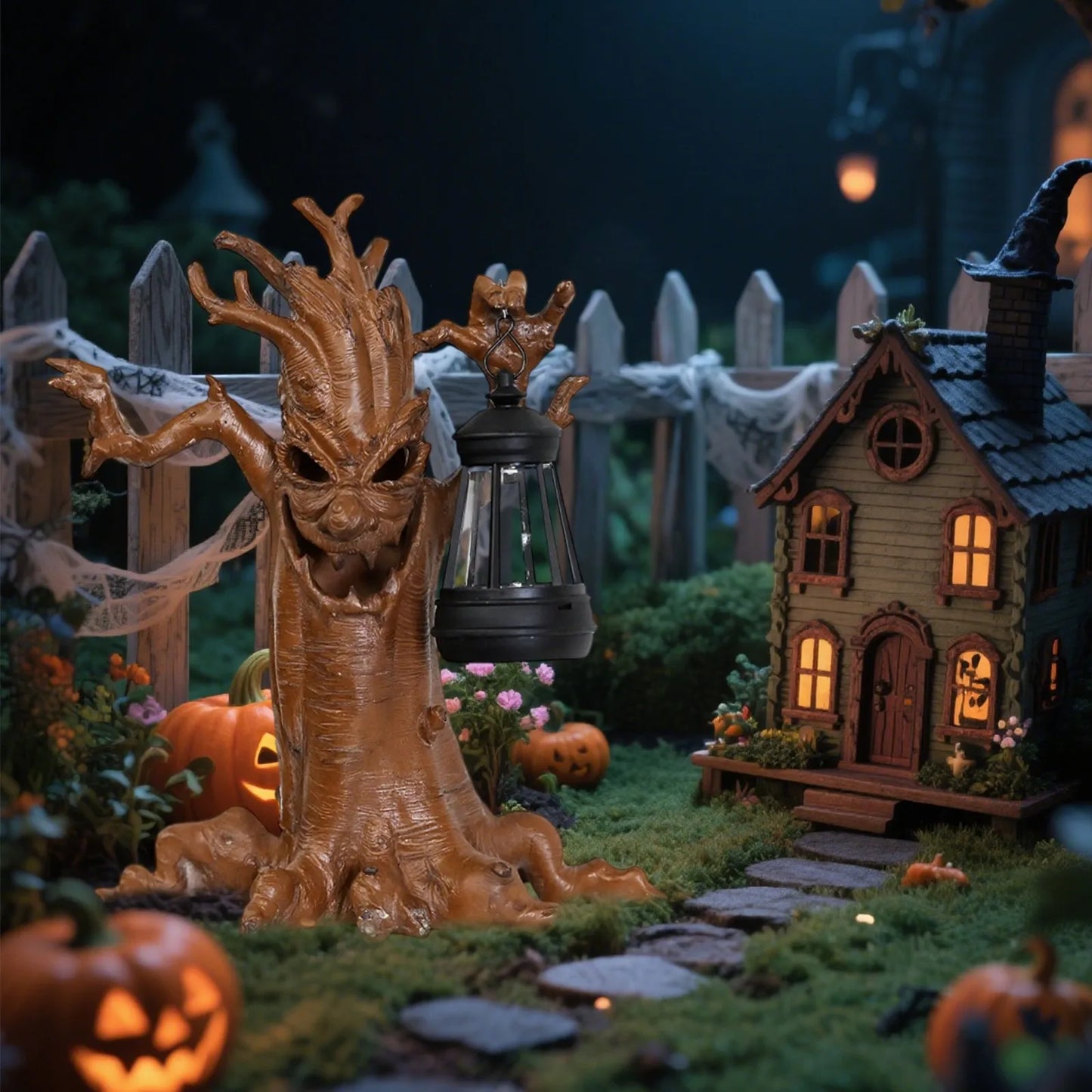 Halloween Tree Ornament Solar Handheld Light Festival Horror Atmosphere Scene Decoration Tree Ornament