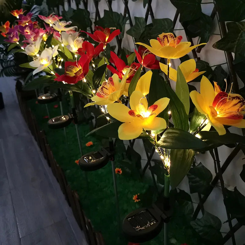 Solar Garden Lights Wild Flower Chrysanthemum Stake Lawn Lamp Waterproof Garden Butterfly  Lamps Yard Art for Home Decoration