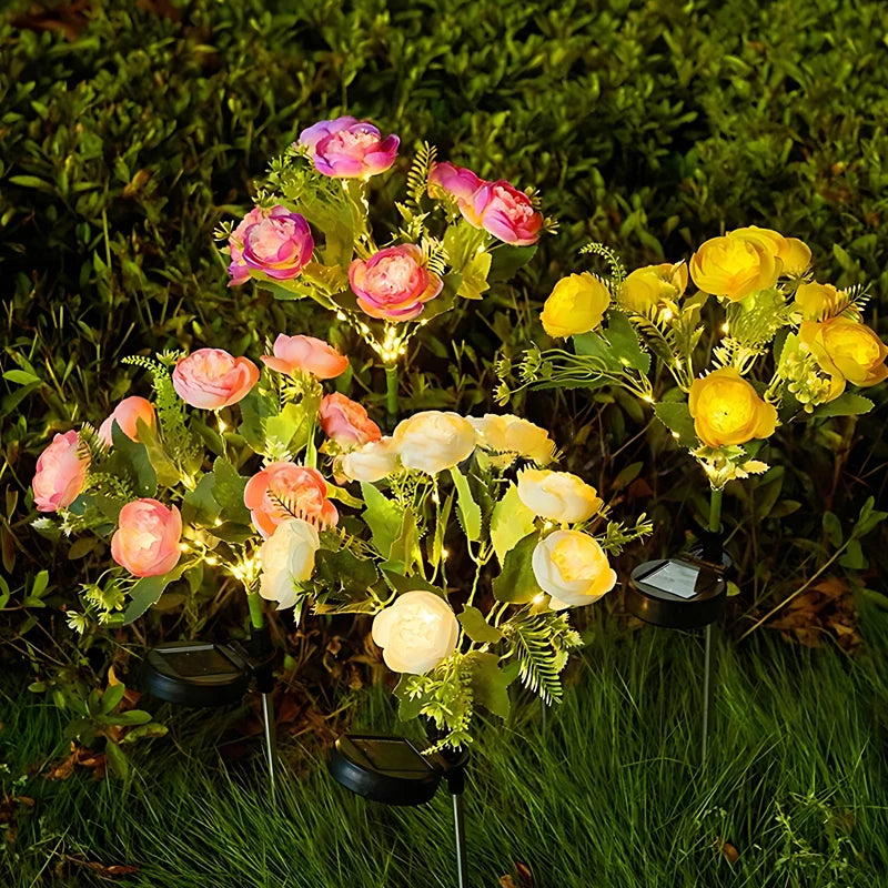 Solar Flower Light Camellia Buds Garden Flower Lights Outdoor Landscape Lighting for Home Yard Patio Path Lawn Decorative Lamp